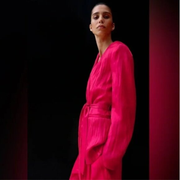 NEW! Zara | Double Breasted Belted Blazer in Fuchsia Pink (Large) - Picture 2 of 11